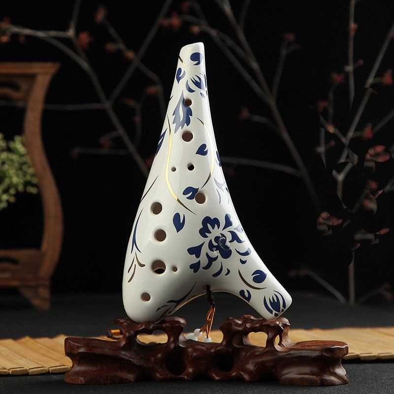 Blue and white gold ocarina