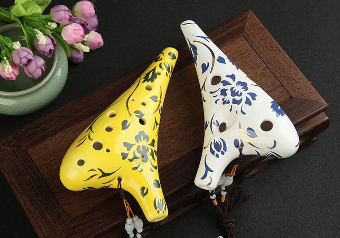 Blue and white gold ocarina