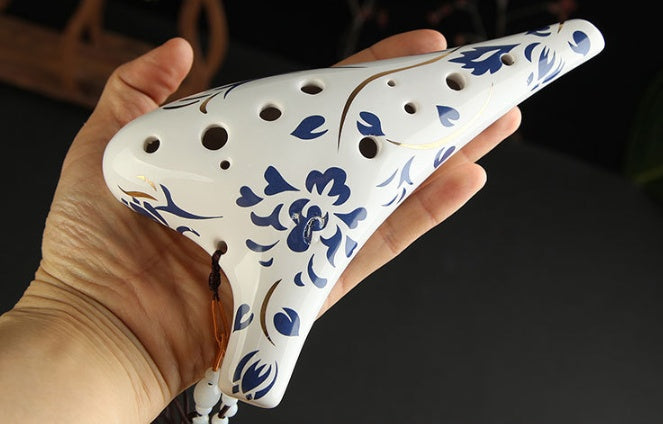 Blue and white gold ocarina