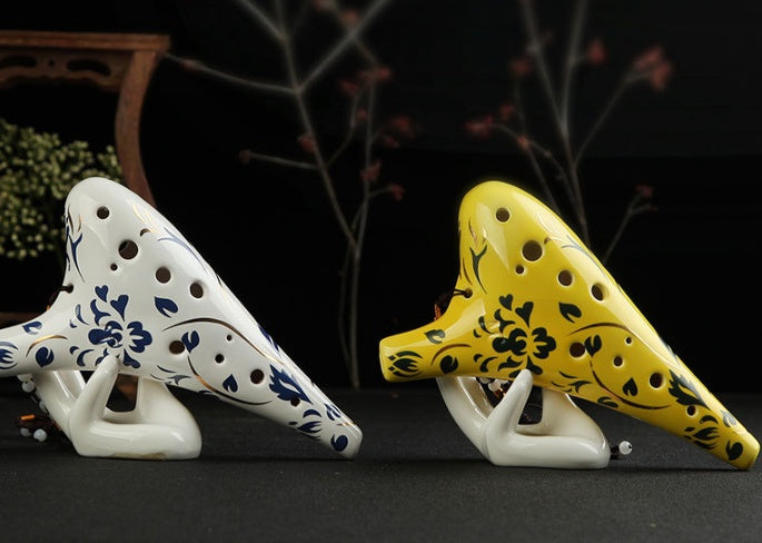 Blue and white gold ocarina