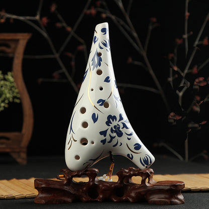 Blue and white gold ocarina