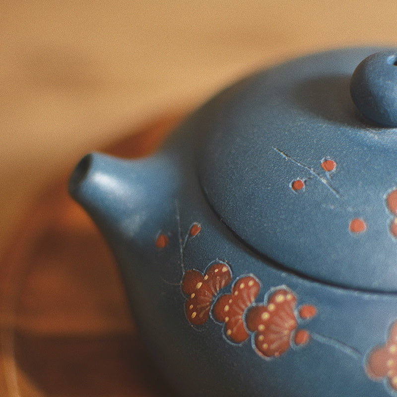 Raw azure mud tea pot