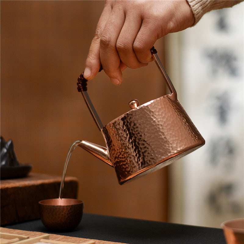 Small handmade copper teapot