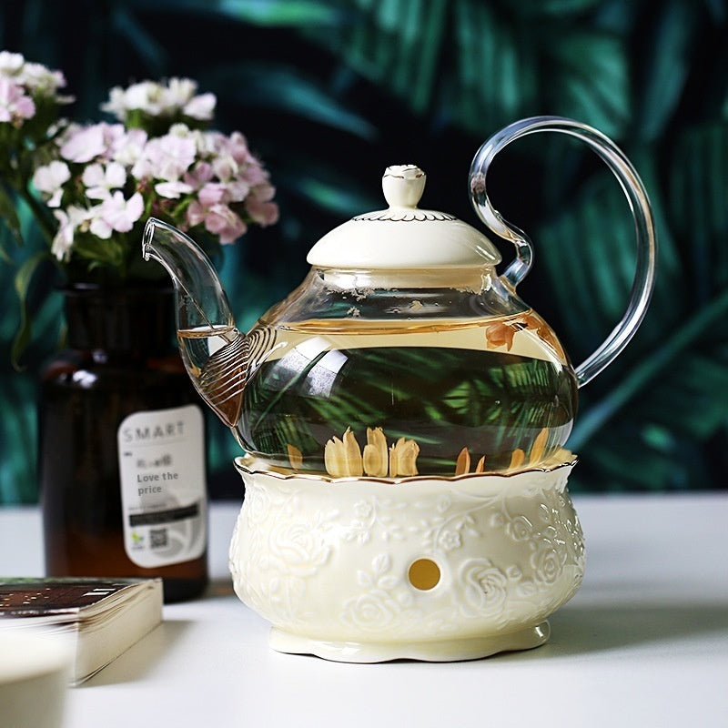 Glass teapot & candle heater