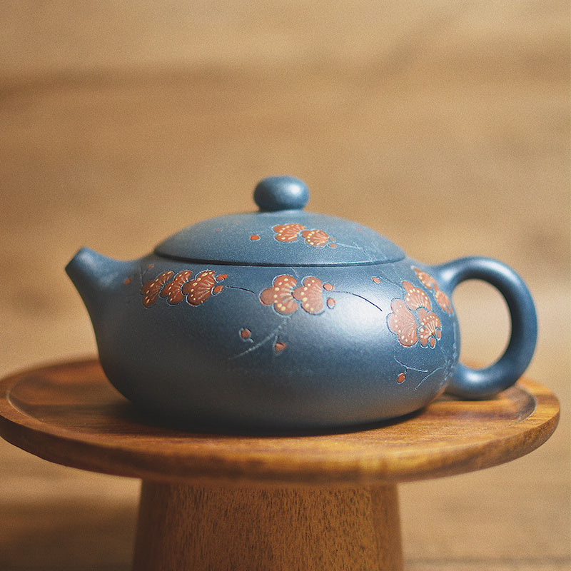 Raw azure mud tea pot