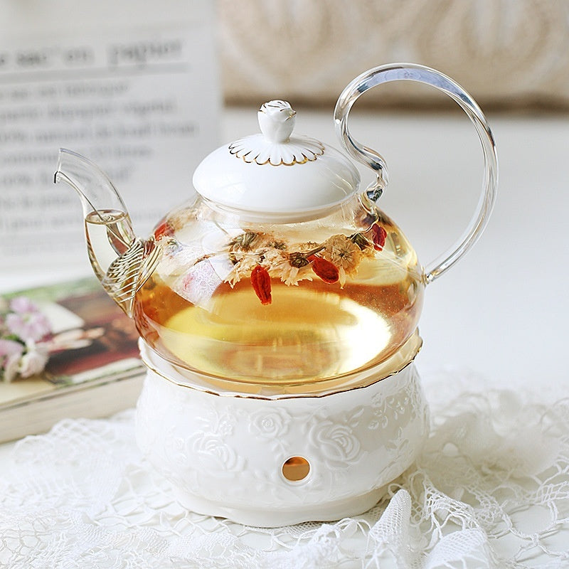 Glass teapot & candle heater