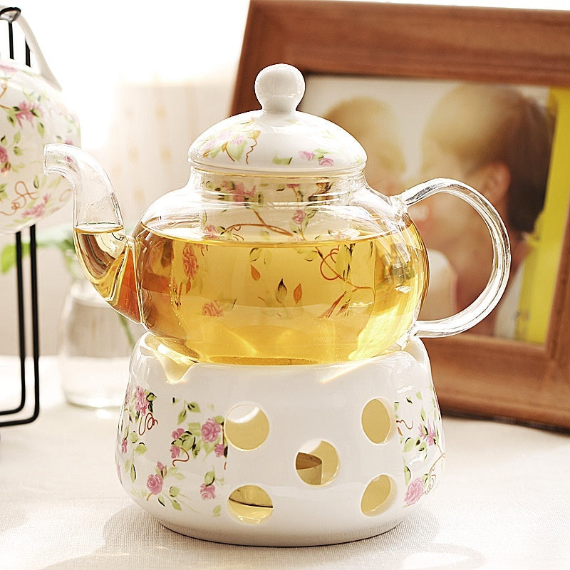 Glass teapot & candle heater