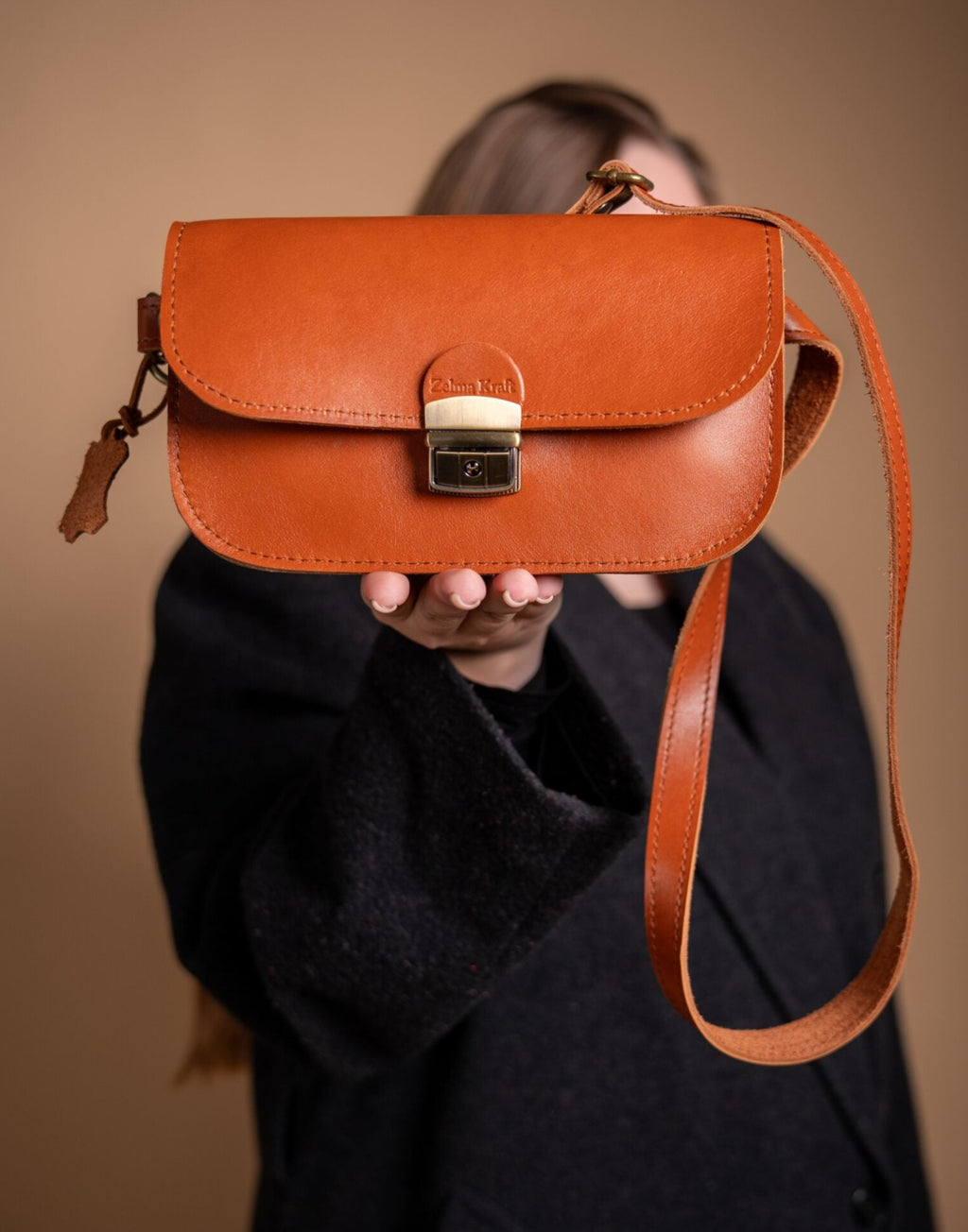 Natural Leather Saddle Bag Mini - Light Brown