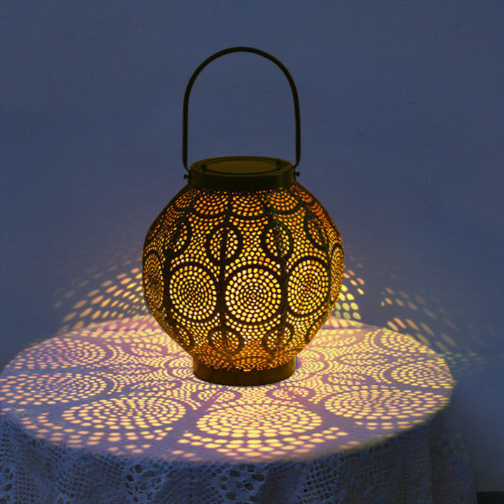 Outdoor hollow iron solar lamp