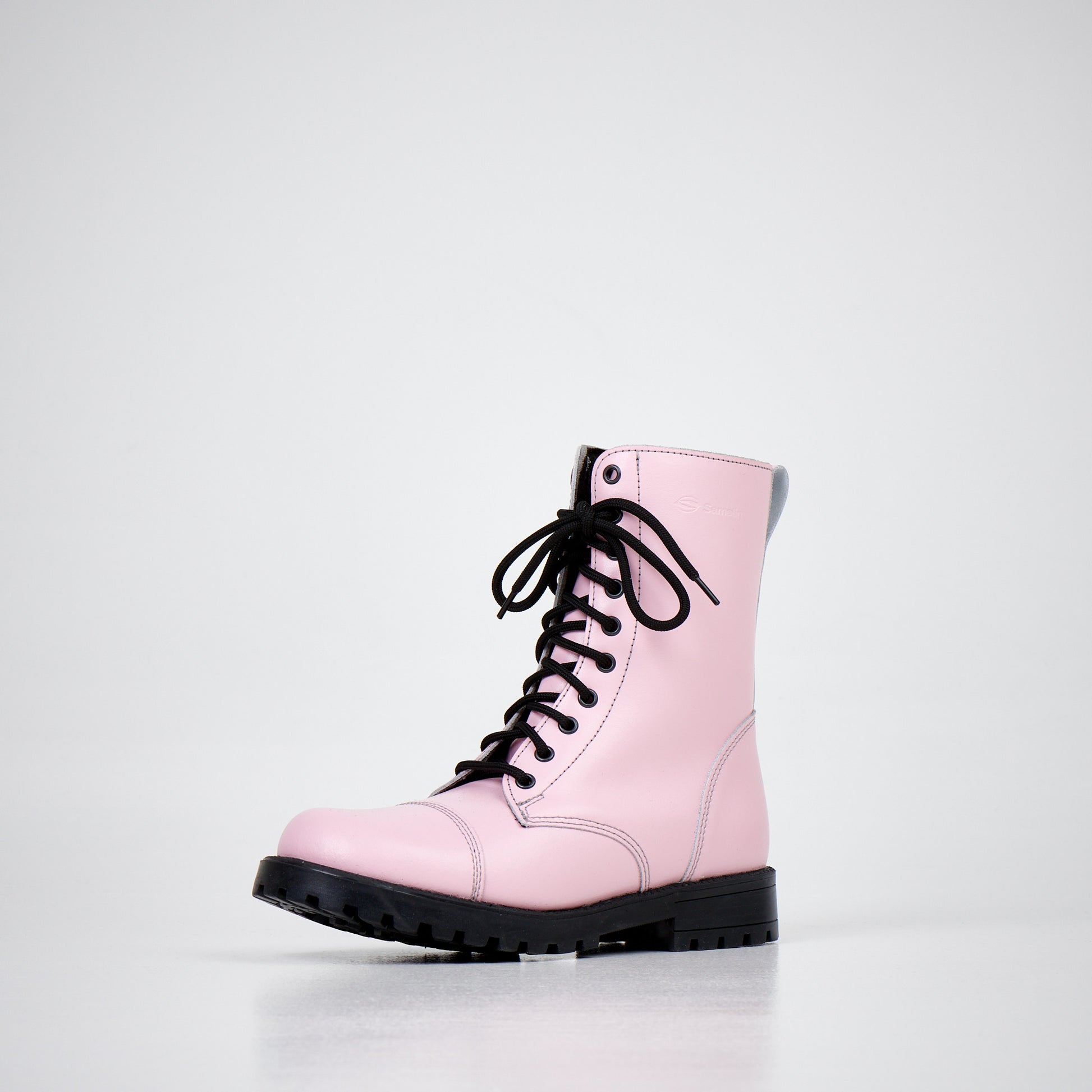 Pink punk-style boots