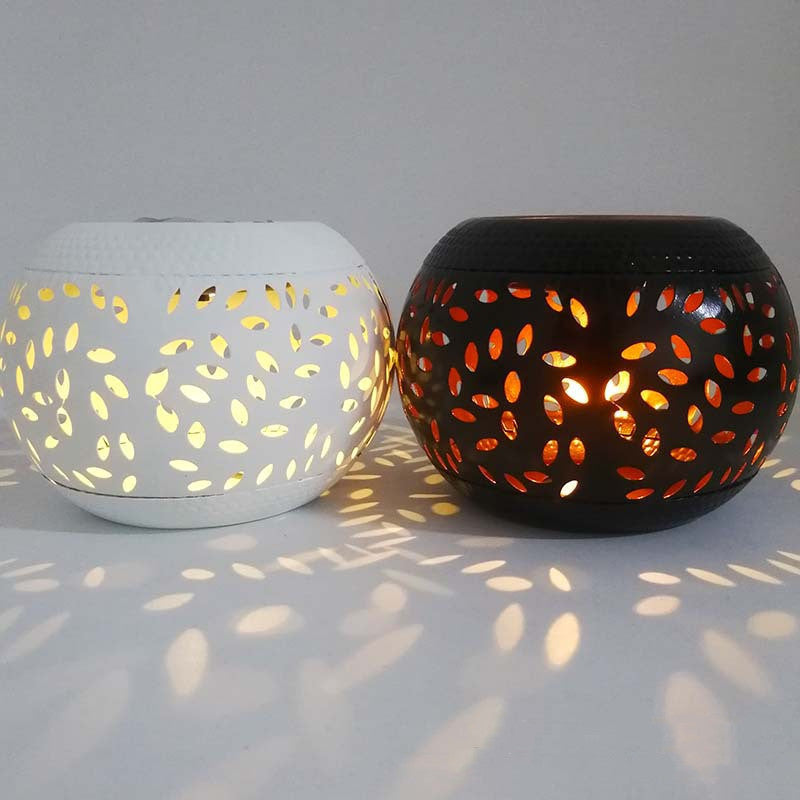 Solar garden lamp in wrought iron