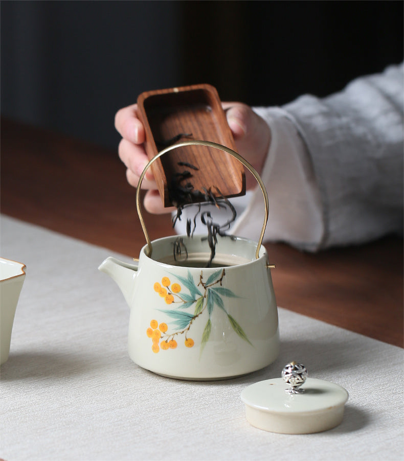 Hand painted ceramic teapot