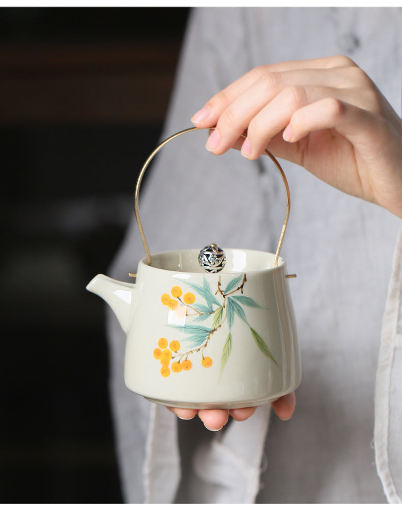 Hand painted ceramic teapot
