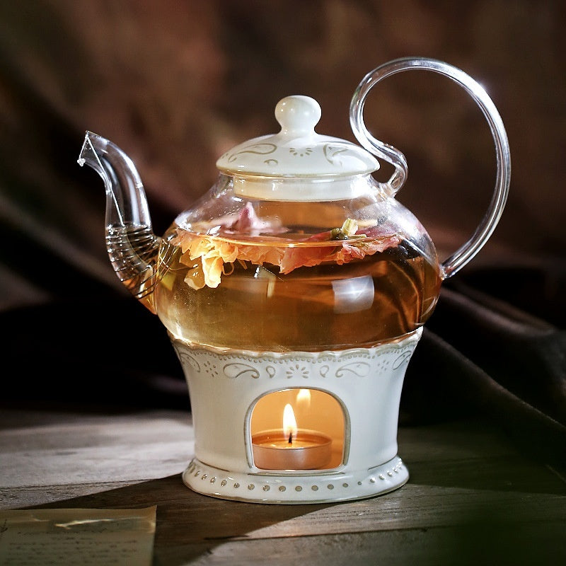 Glass teapot & candle heater