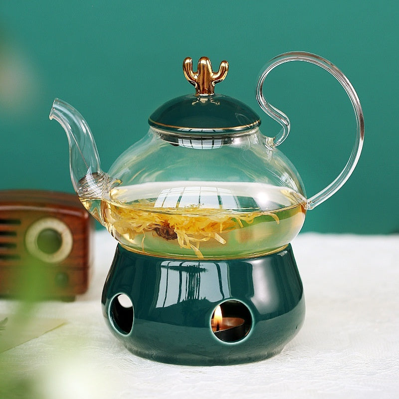 Glass teapot & candle heater