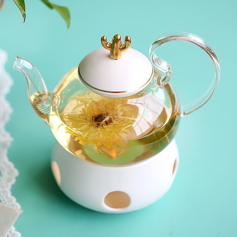Glass teapot & candle heater