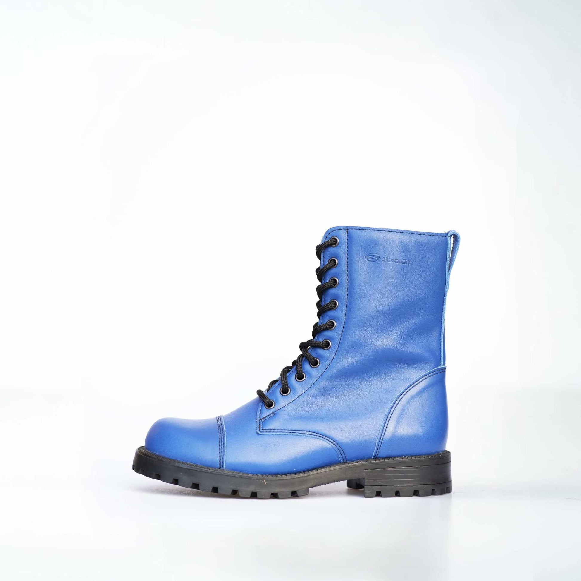 military style blue boots